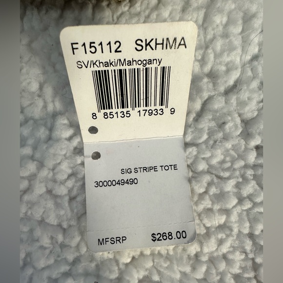 Coach signature striped tote with matching tech wallet and change purse. - Picture 15 of 17